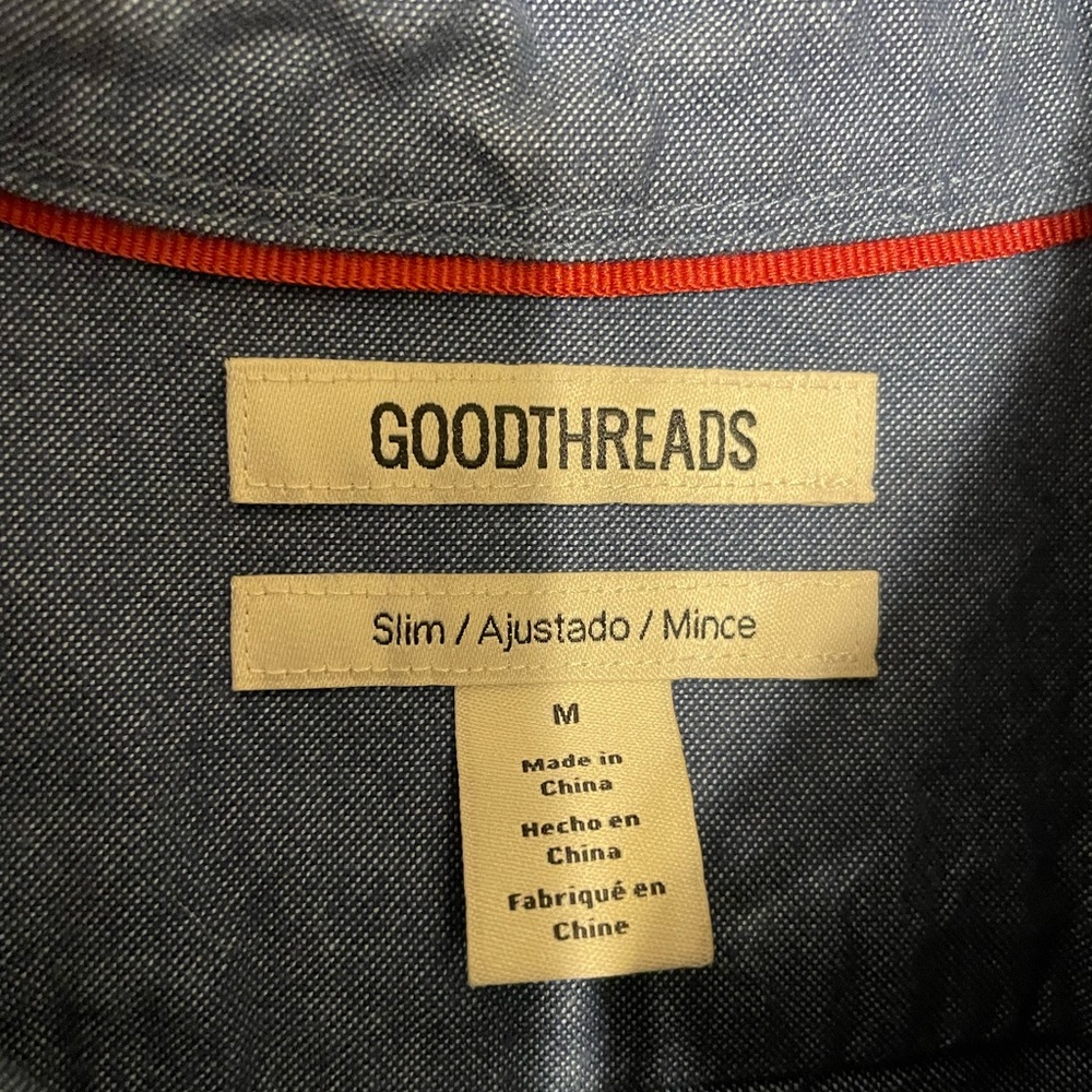 Goodthreads Blue Button-Up Tshirt Medium - image 2
